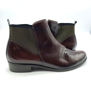 Wonders women EU 39 high shine leather Chelsea boots raisin brown metallic panel